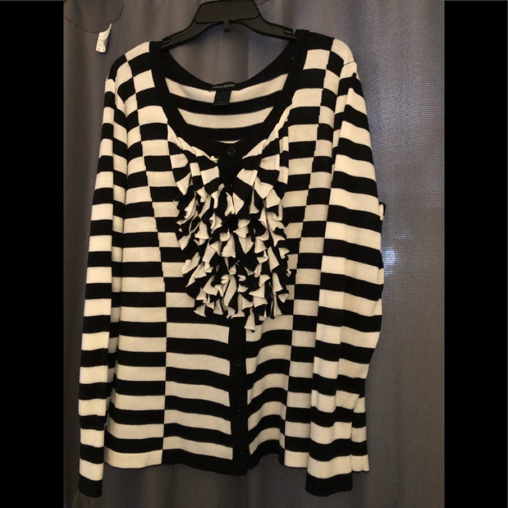Ashley Stewart ruffle/stripe sweater